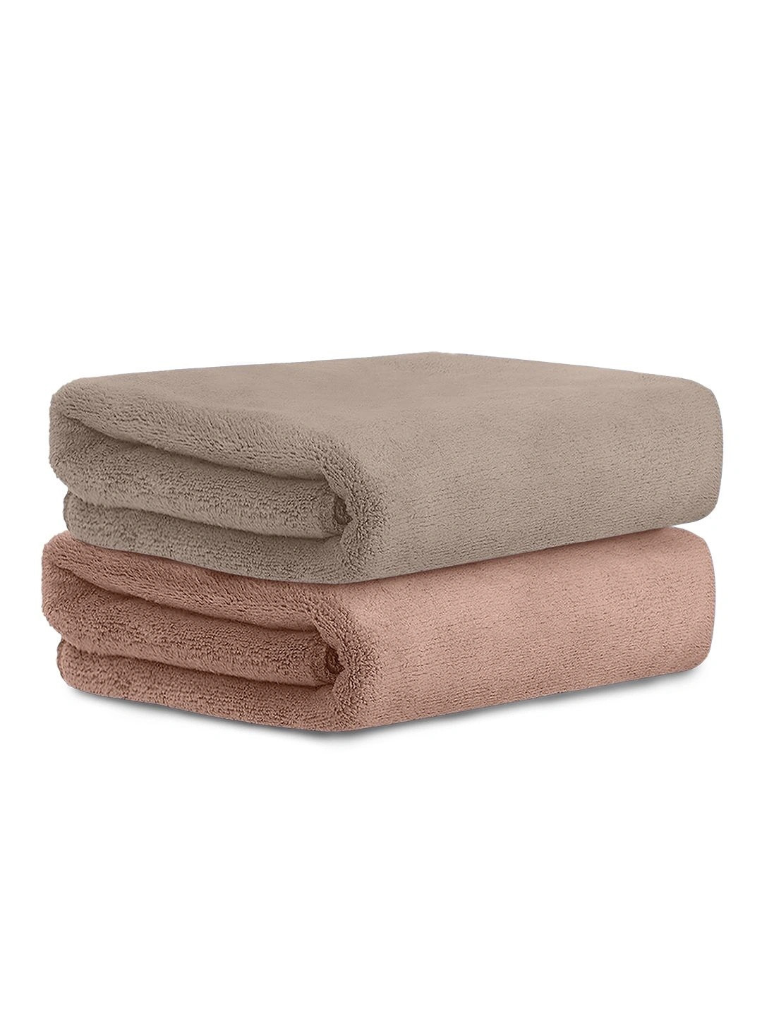 HOUSSE 2 Pcs Peach & Brown Microfibre 450 GSM Hand Towels