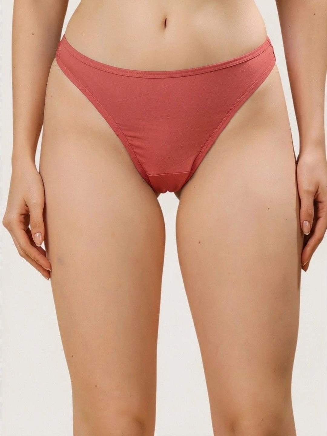 Louis Bayrad Womens Brazilian Cotton Spandex Solid High Rise Thongs