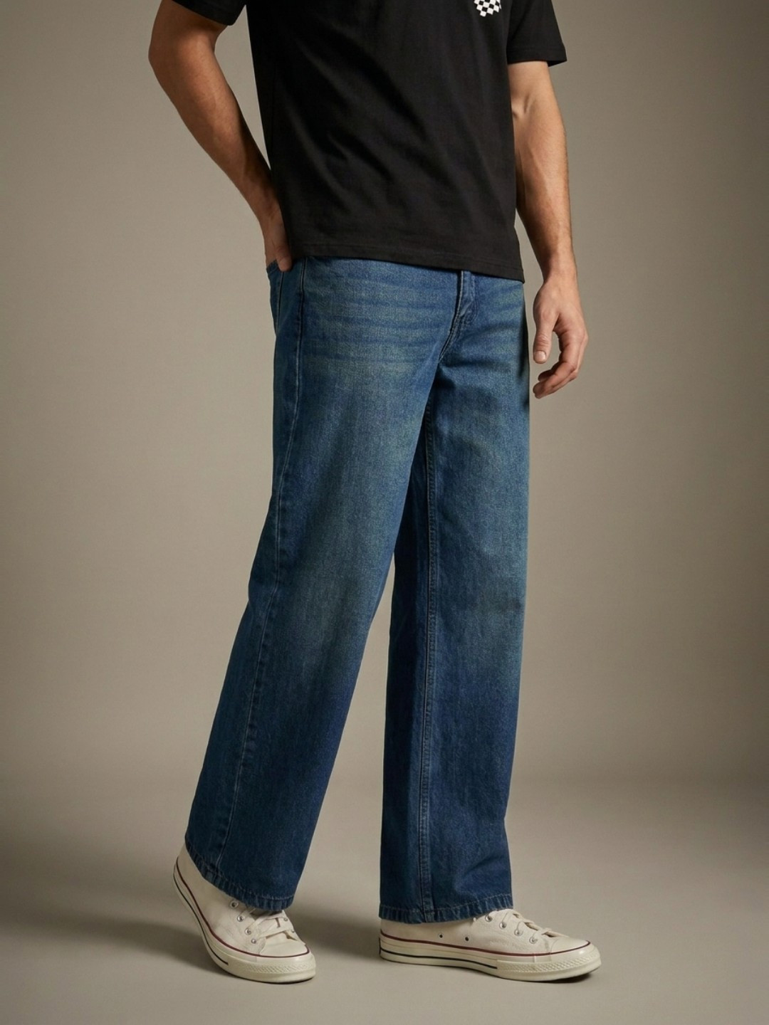 glitchez Men Loose Bootcut Fit Light Fade Jeans