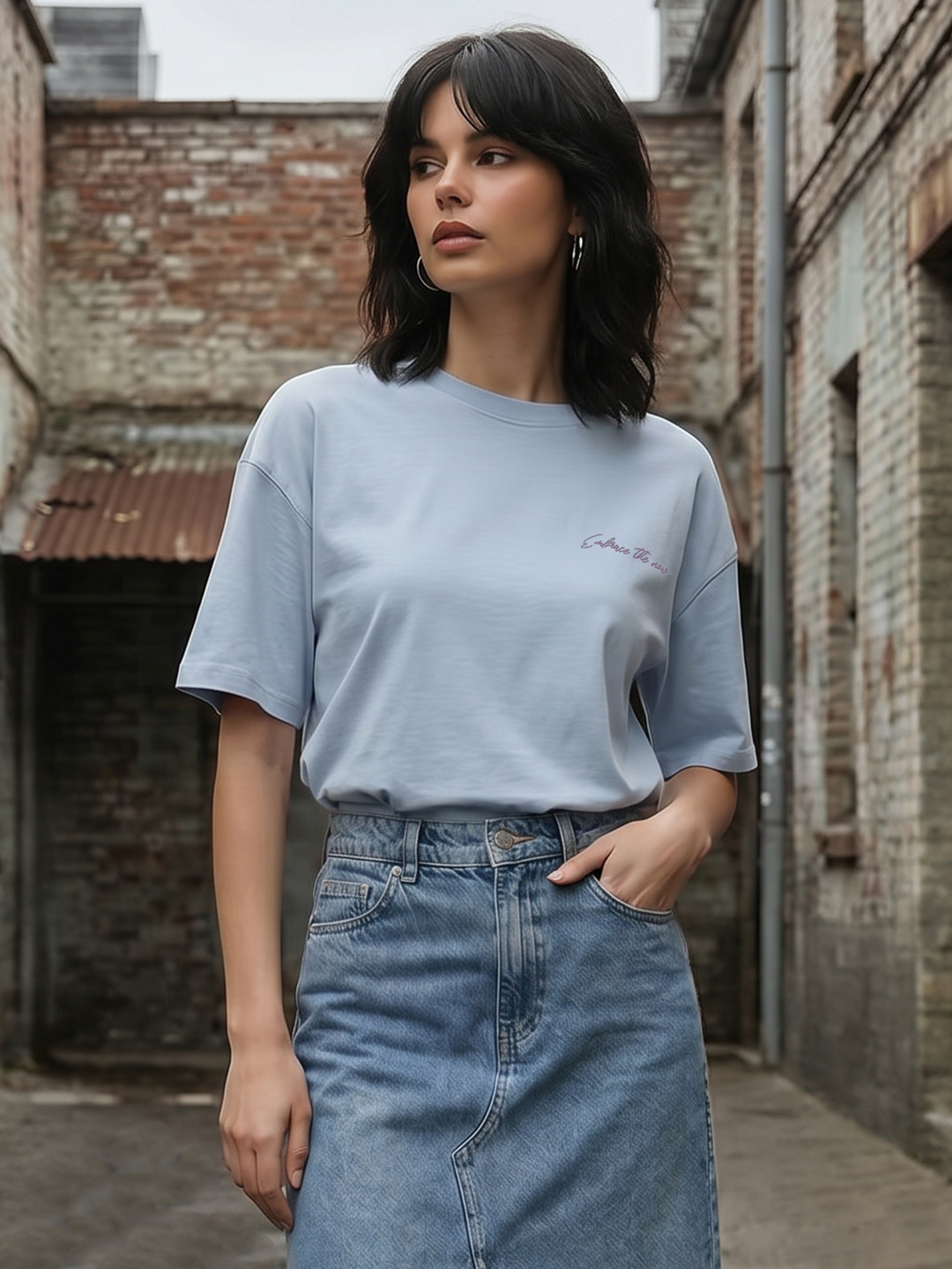 The Roadster Life Co. Typography Printed Drop-Shoulder Sleeves Oversized T-shirt