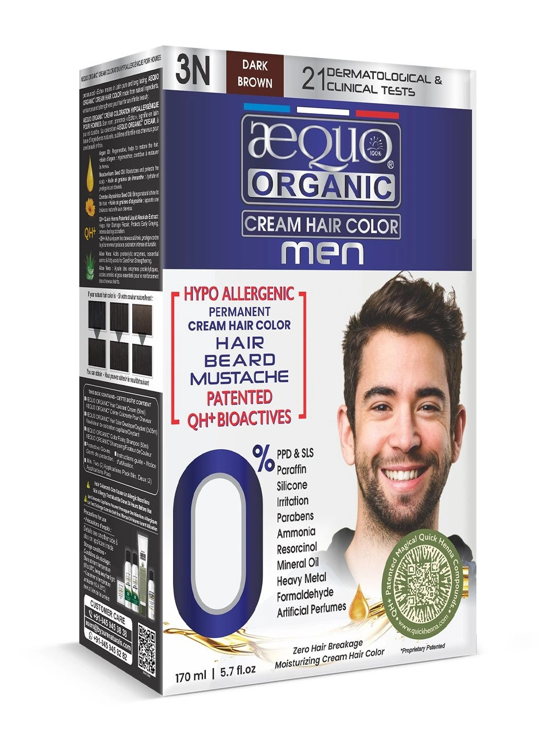 Aequo Organic Men Permanent Hair Color 170 ml - Dark Brown 3N