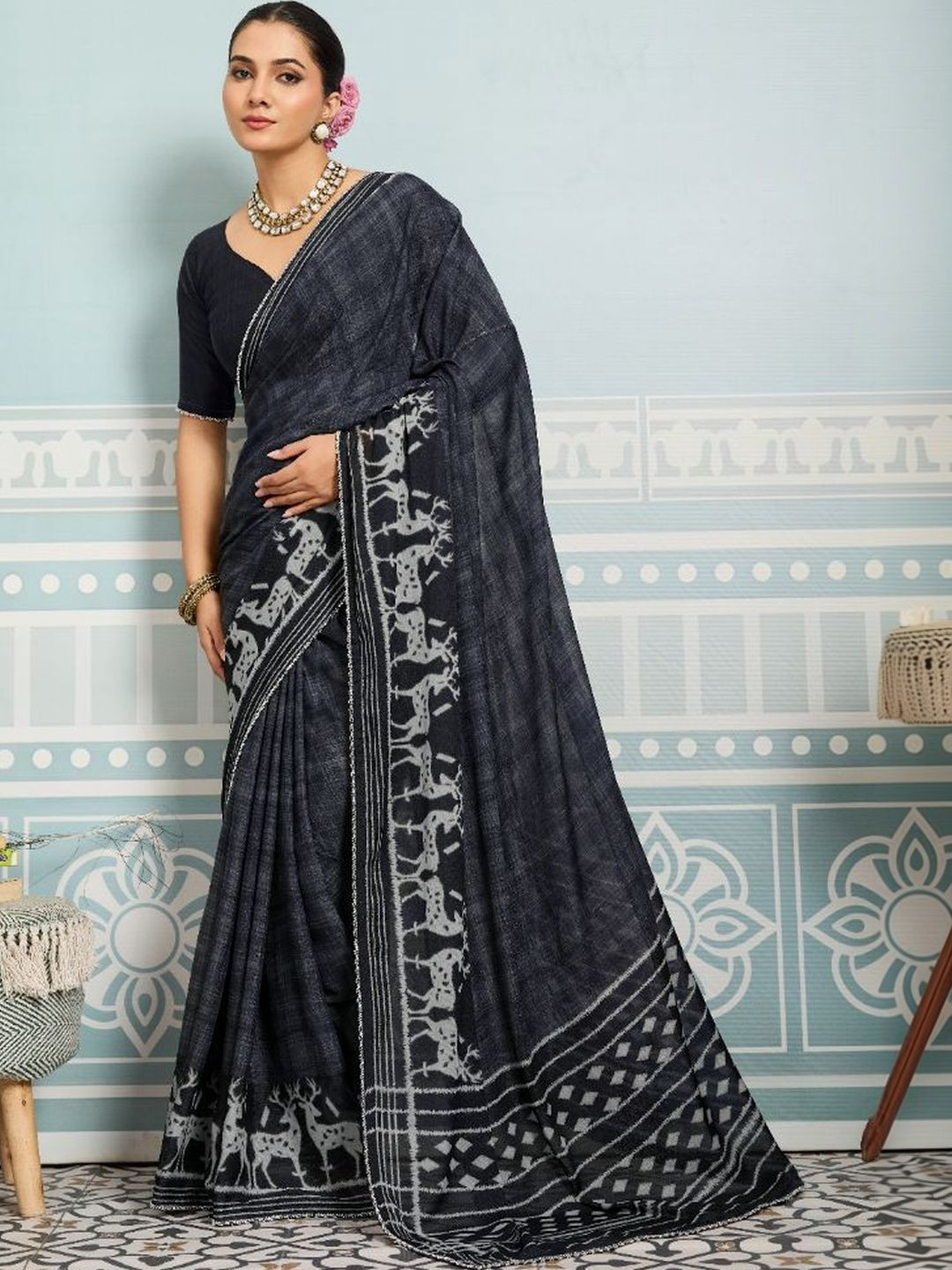 Sedora Couture Ethnic Motifs Poly Georgette Saree