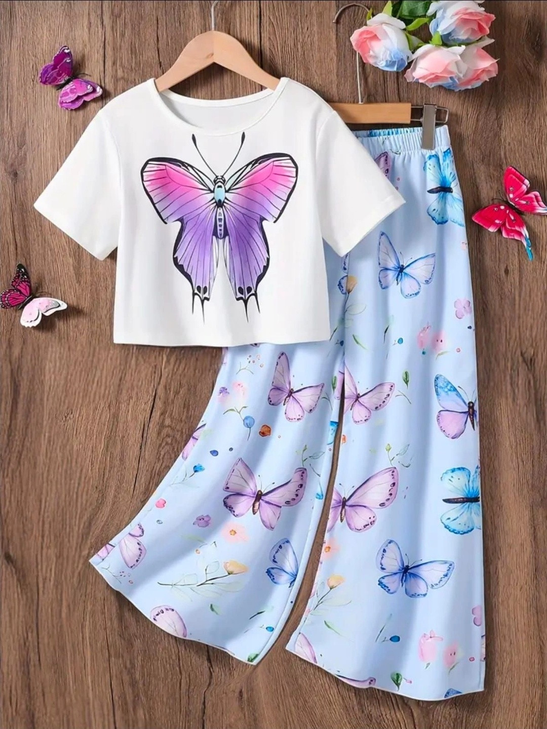 KIDSCUTE Unisex Kids Printed T-shirt with Palazzos