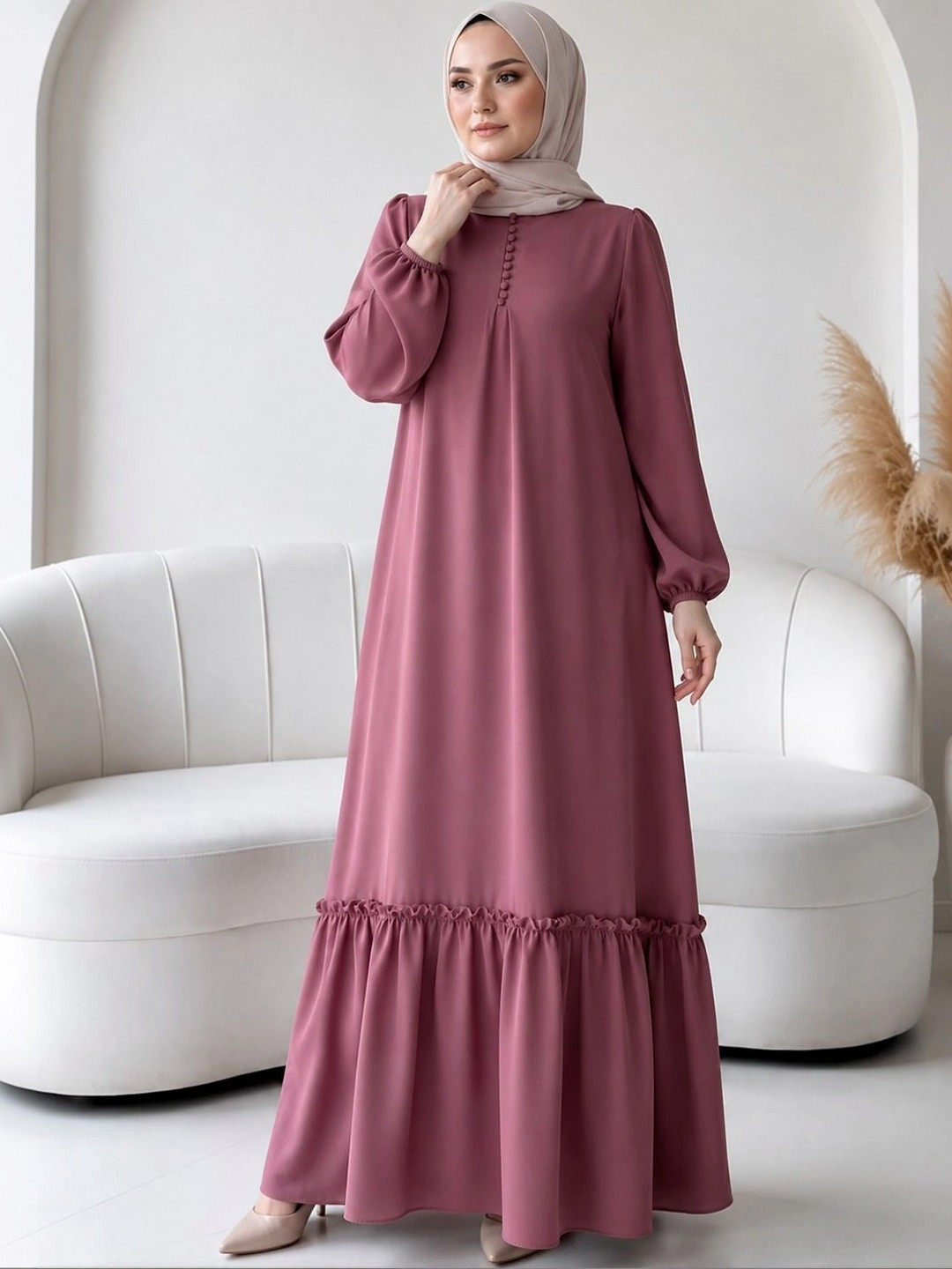 Ovais Abaya Collection Round-Neck Elegant Burqas