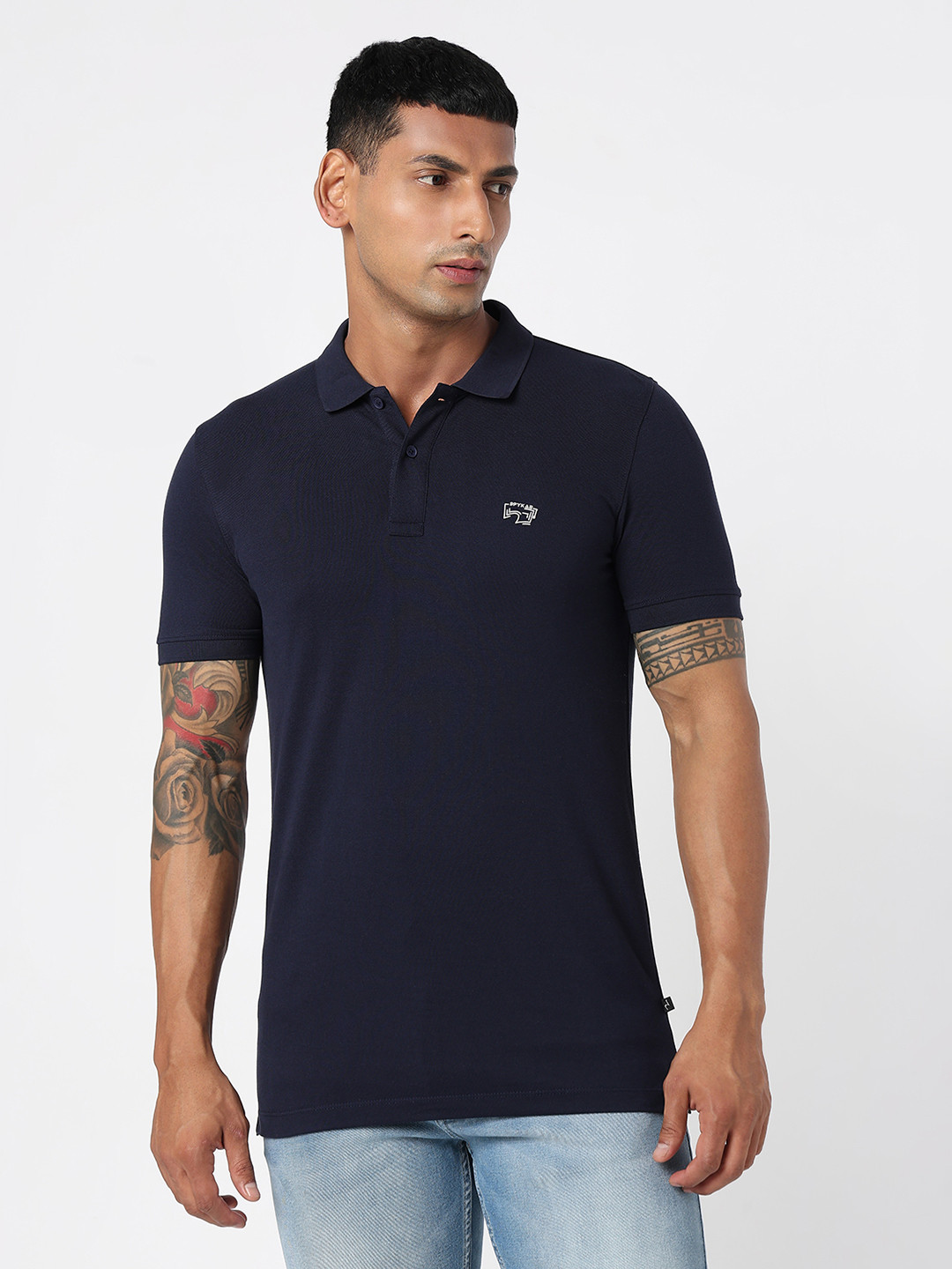 SPYKAR Knitted Polo Collar T-shirt