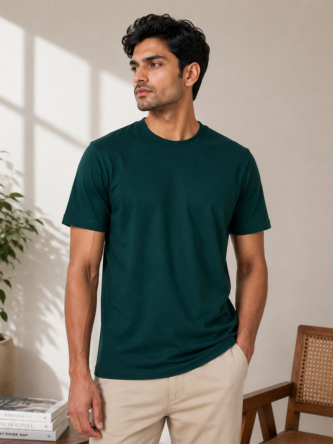 RINO7 Men Round Neck Half Sleeve Cotton Tshirt
