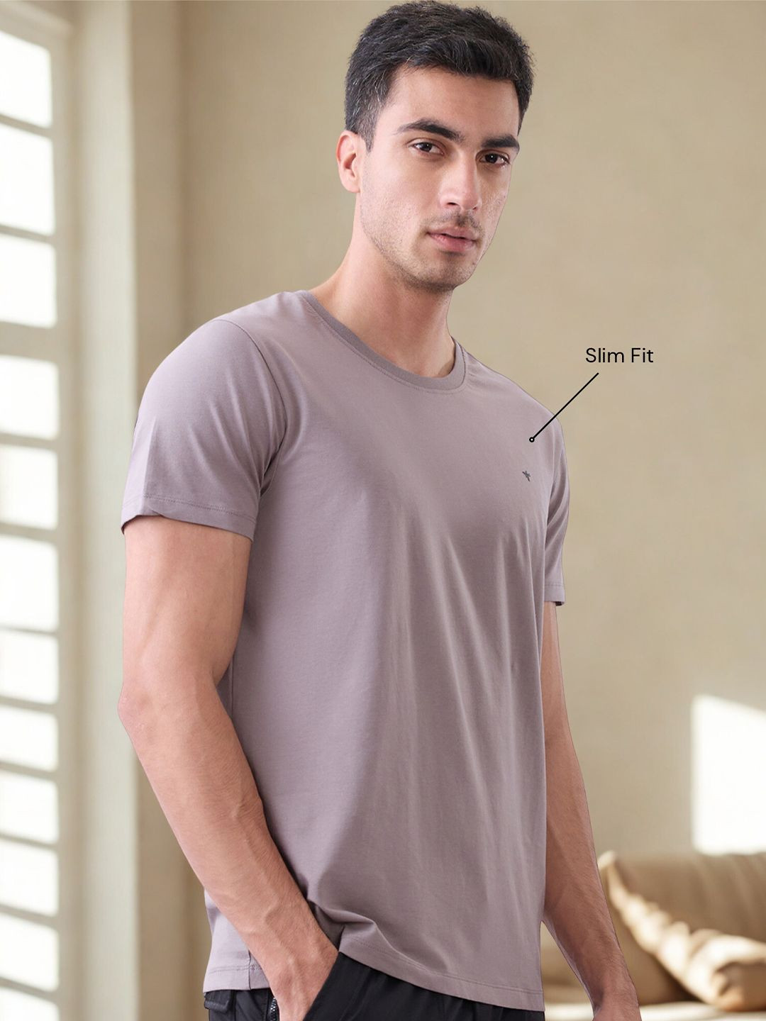nostrum Men Solid Round Neck Cotton Slim Fit T-shirt