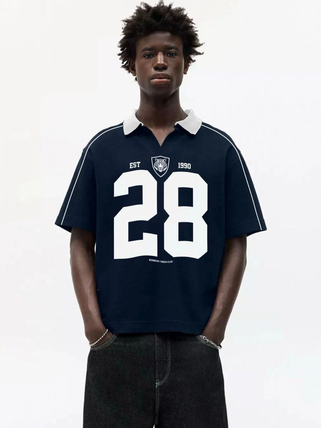 MIDHOURS Men Printed Polo Collar T-shirt