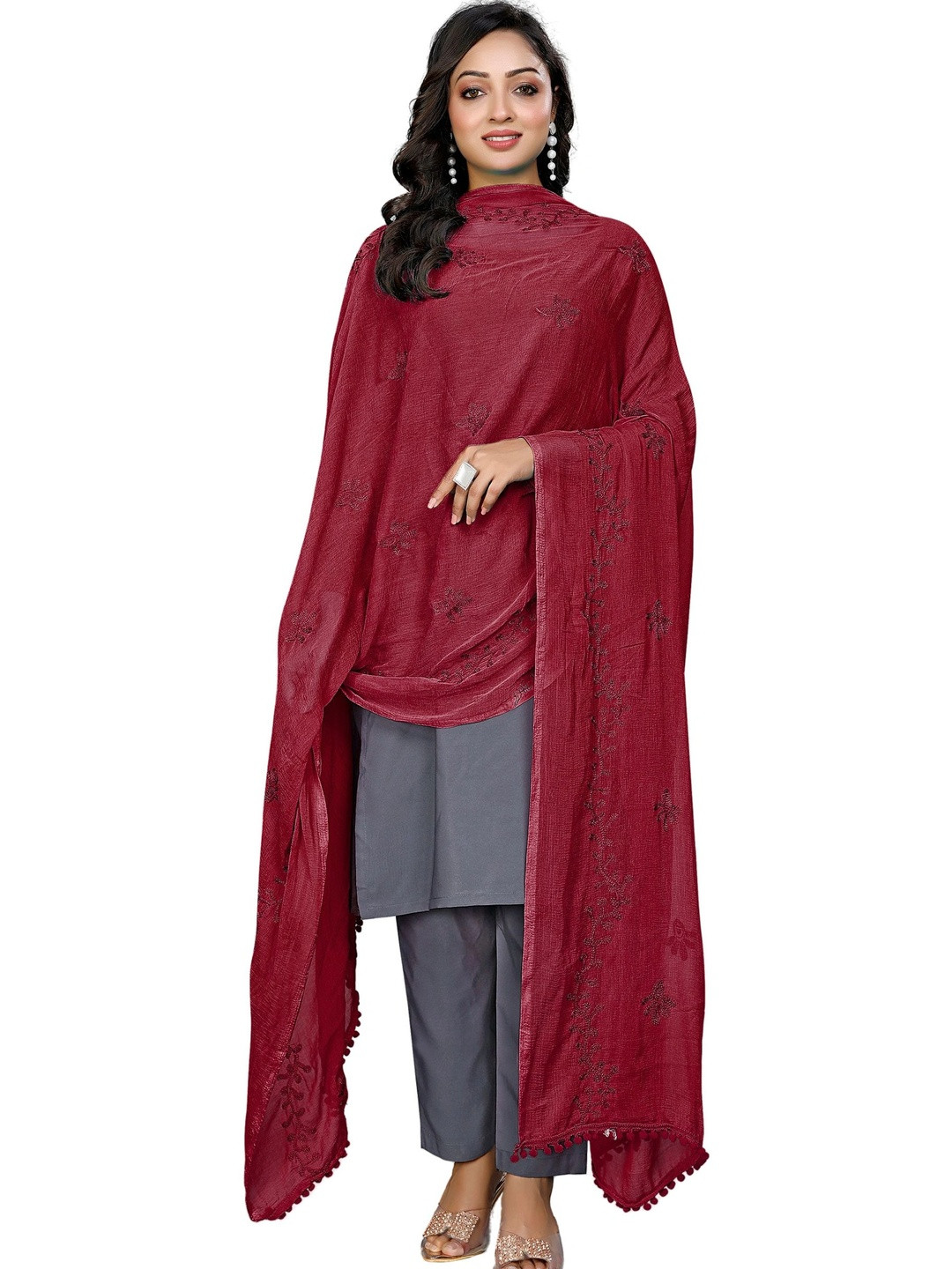 Cloric Fashion Embroidered Dupatta with Thread Work