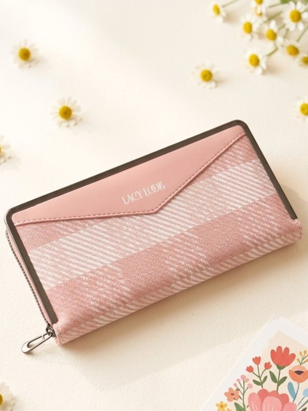 LacyLook Women Checked Leather Zip Around Wallet