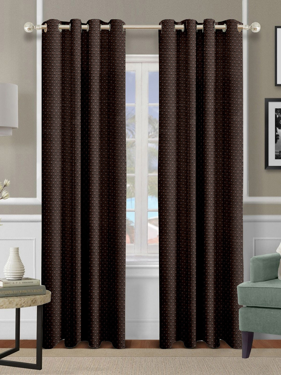 Aura Brown Set of 2 Ethnic Motifs Door Curtain