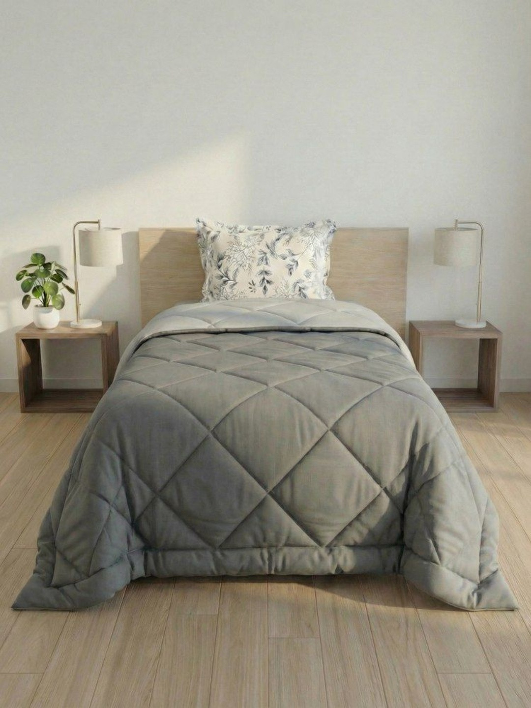 MAFATLAL Grey Microfiber AC Room 150 GSM Comforter