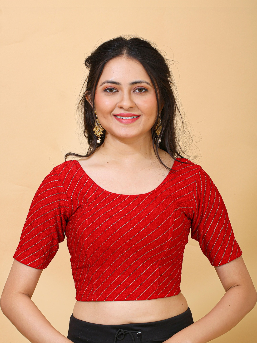 Firsttrend Legacy Cotton Woven Design Zari Saree Blouse