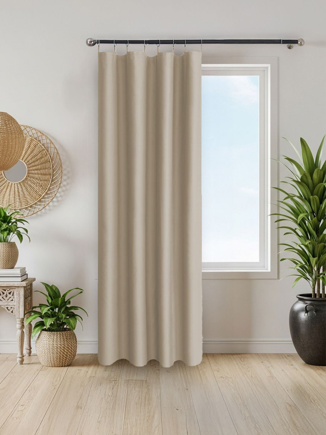 Beige Black Out Door Curtain Lining