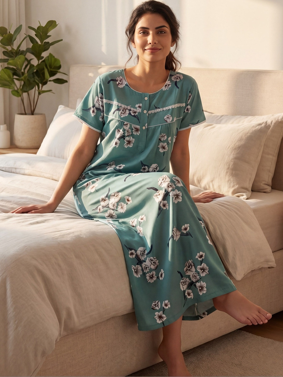 Vardhana Printed Maxi Nightdress
