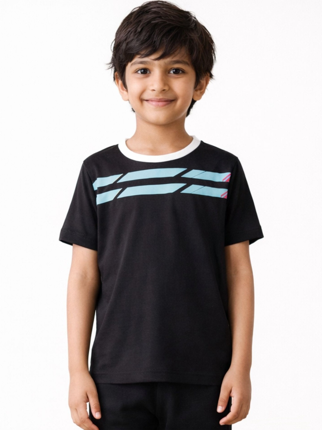 Anthrilo England Stripe Printed Cotton Round Neck Short Sleeves T-shirt