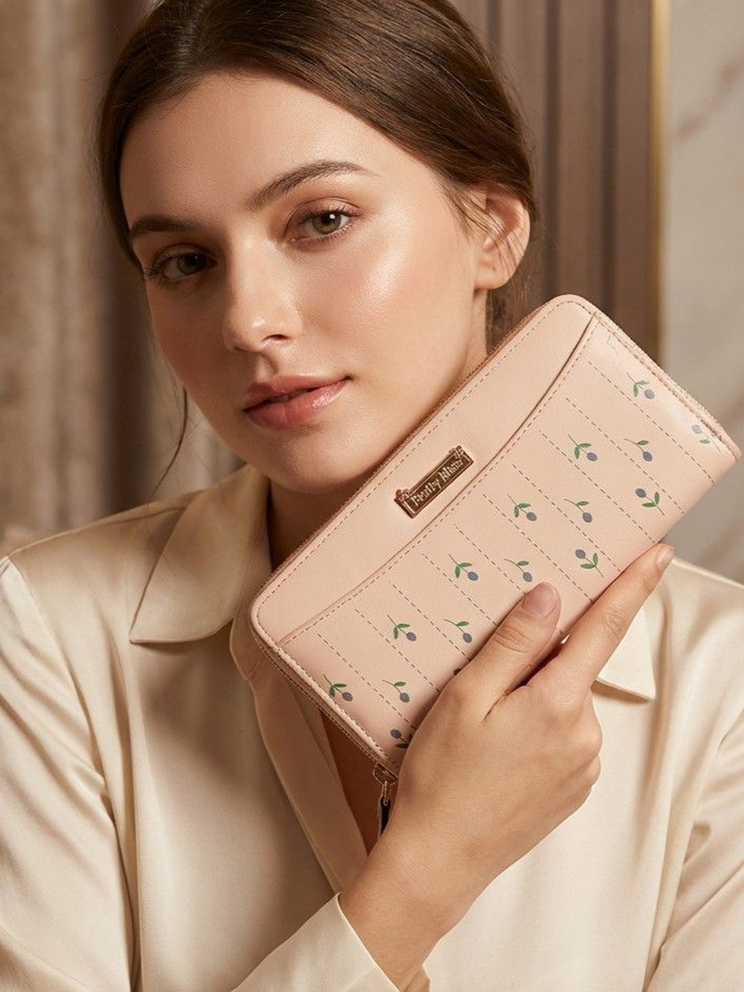 HotGown Women Floral Printed PU Zip Around Wallet with Passport Holder