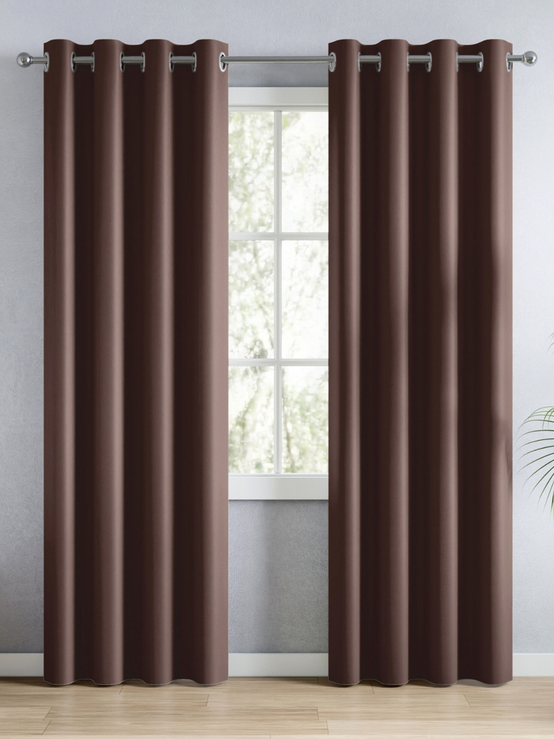 haus & kinder Brown Set of 2 Room Darkening Door Curtain