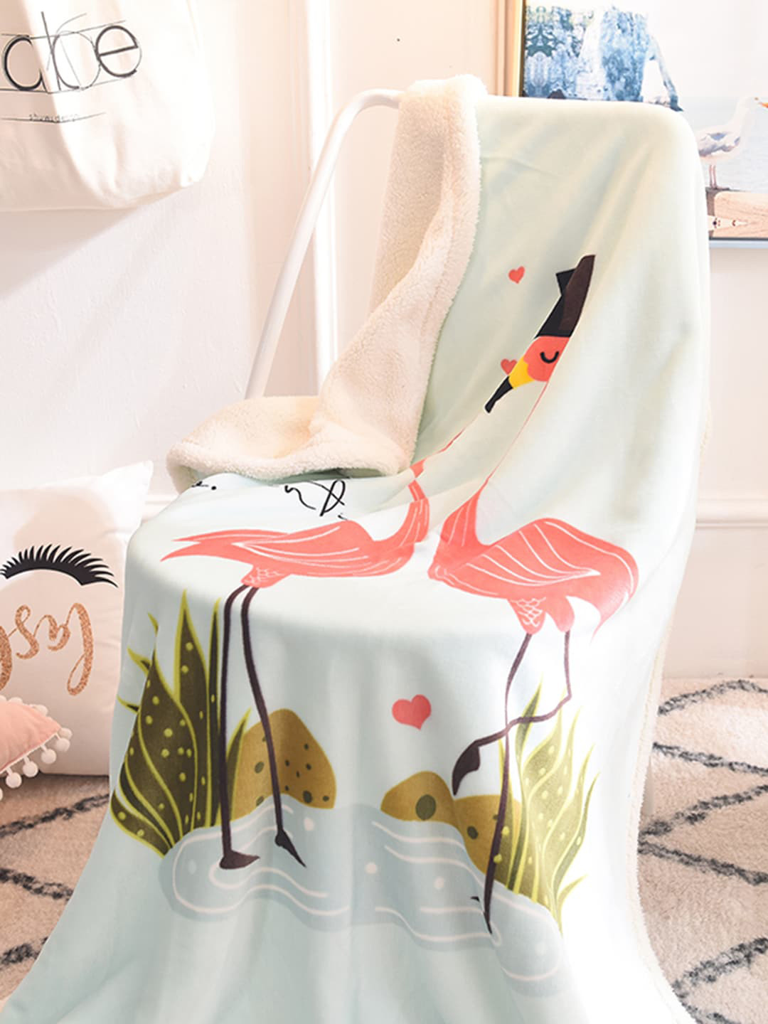 JC HOME Blue & Green Cartoon Characters AC Room Single Bed Blanket