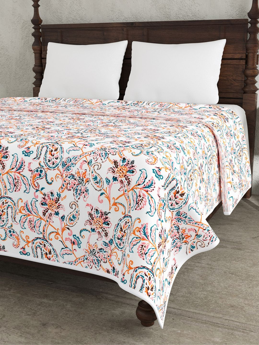 JAIPUR FABRIC Pink & White Floral Mild Winter Dohar