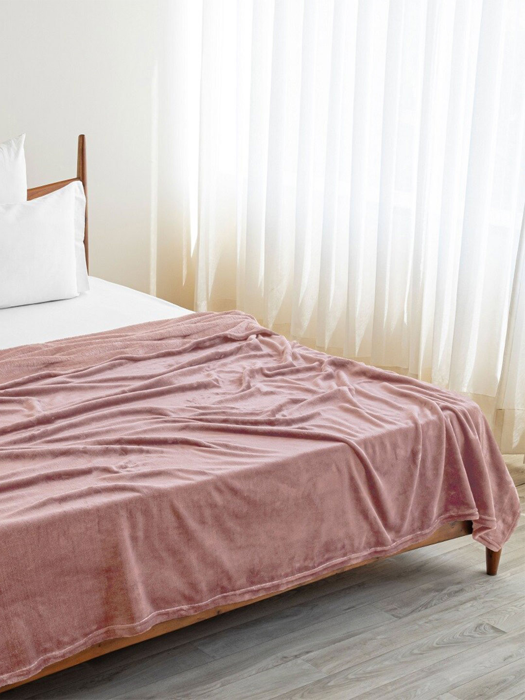 HOMEMONDE Pink AC Room 300 GSM Fleece Single Bed Blanket