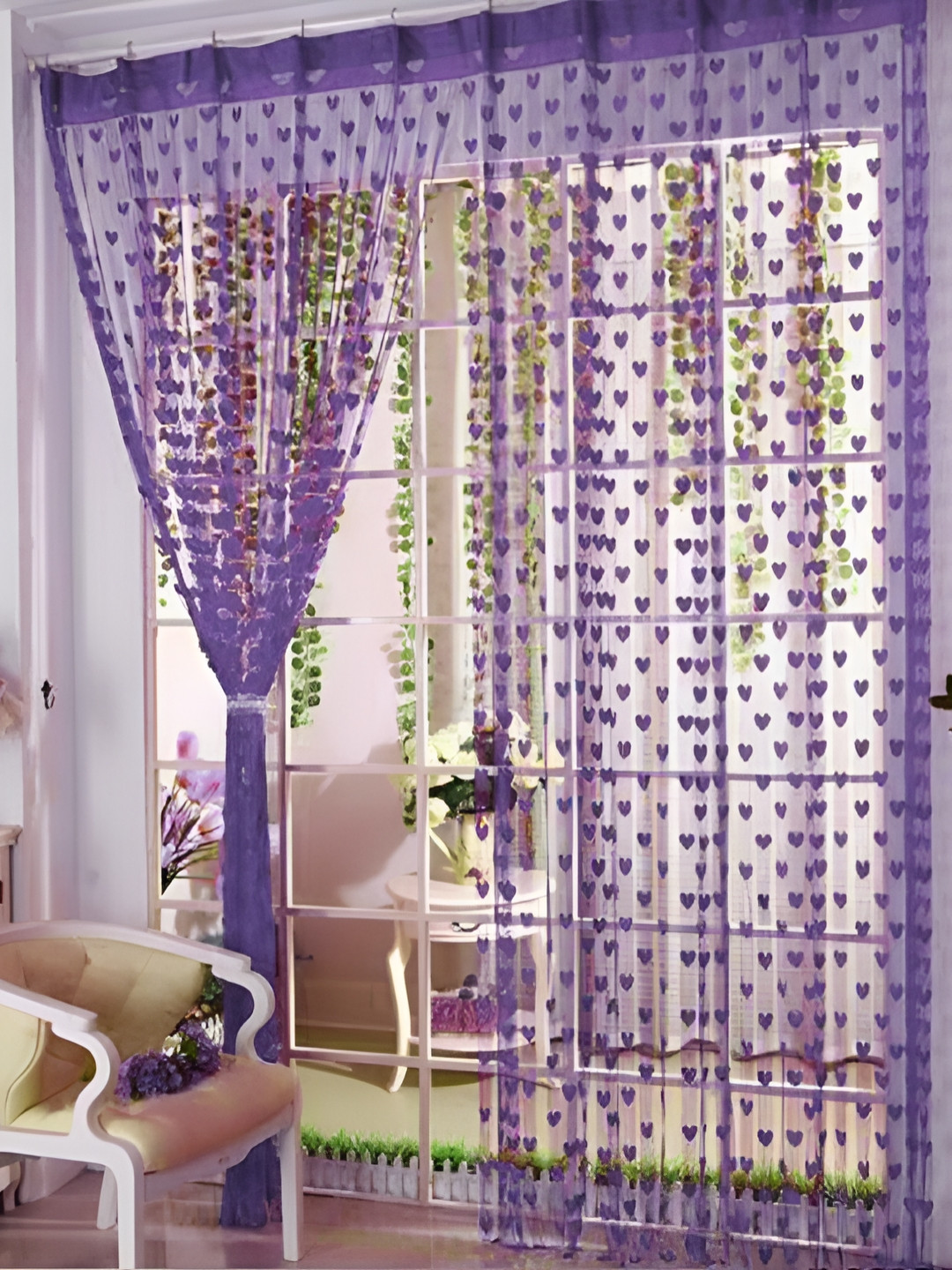 Panipat Textile Hub Purple 2 Pieces Room Darkening Door Curtains