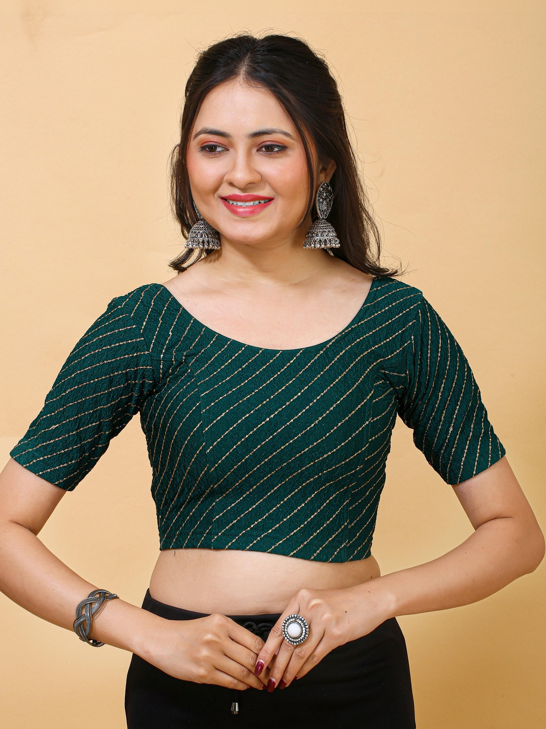 Firsttrend Legacy Cotton Woven Design Zari Saree Blouse
