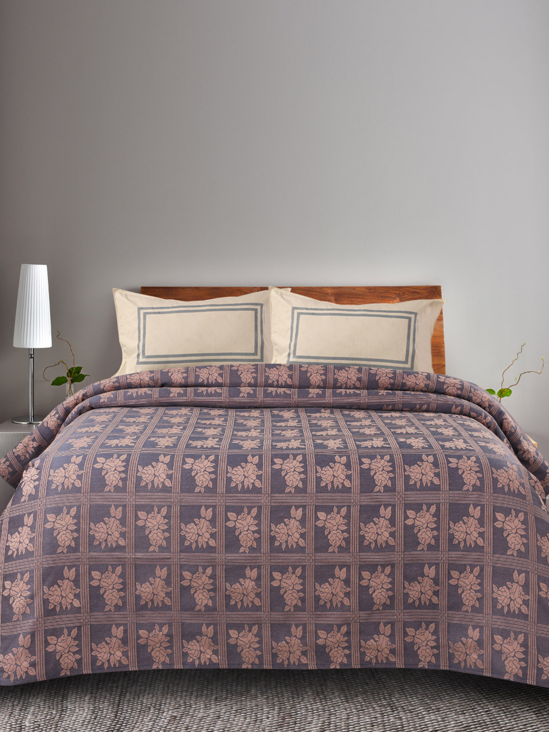 Saral Home Blue Floral Cotton 160 TC King Bedsheet with 2 Pillow Covers-108 x 100 inches