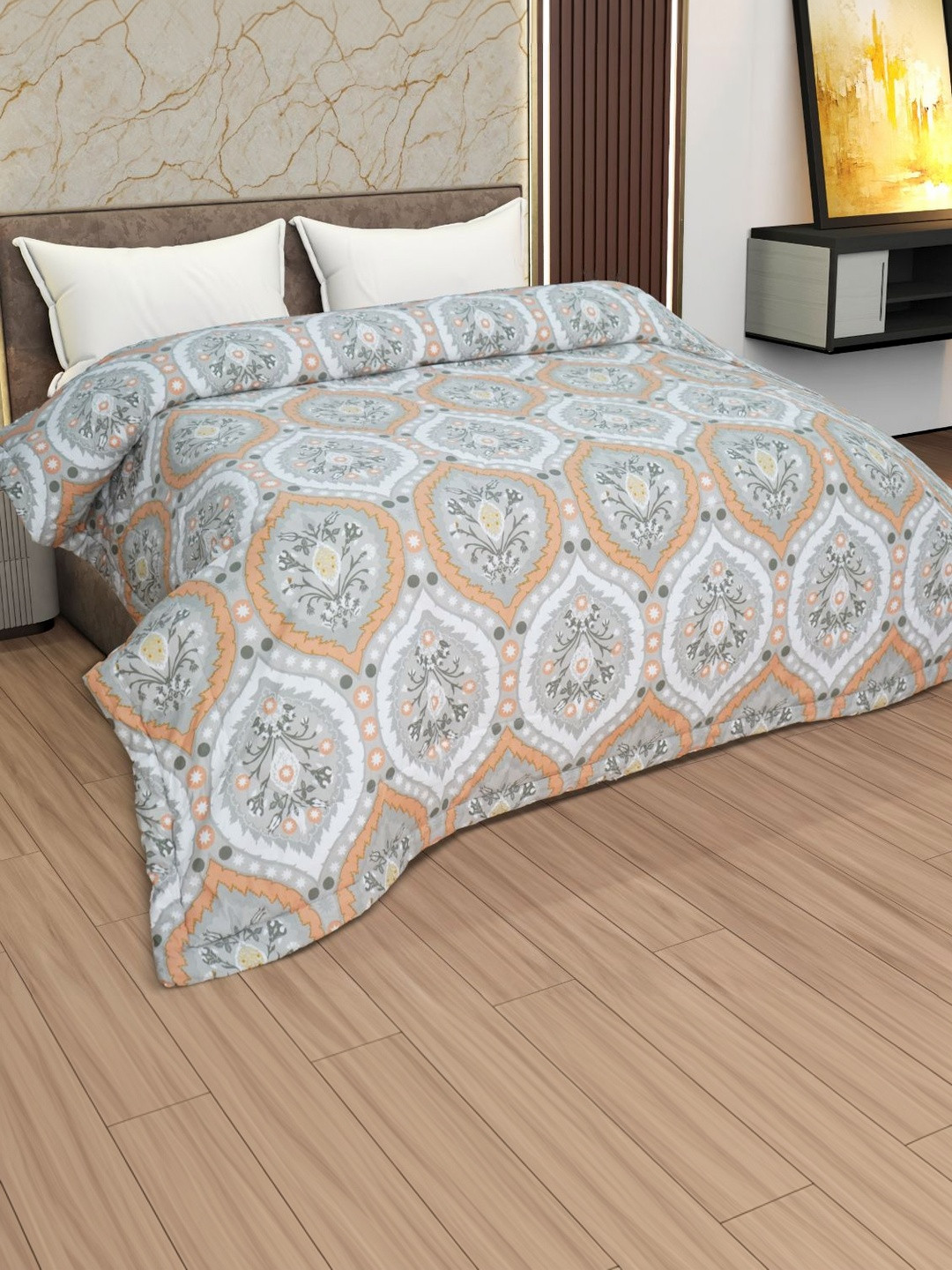 Utopia Bedding Peach-Coloured & Grey Ethnic Motifs Microfiber Mild Winter 300 GSM Comforter