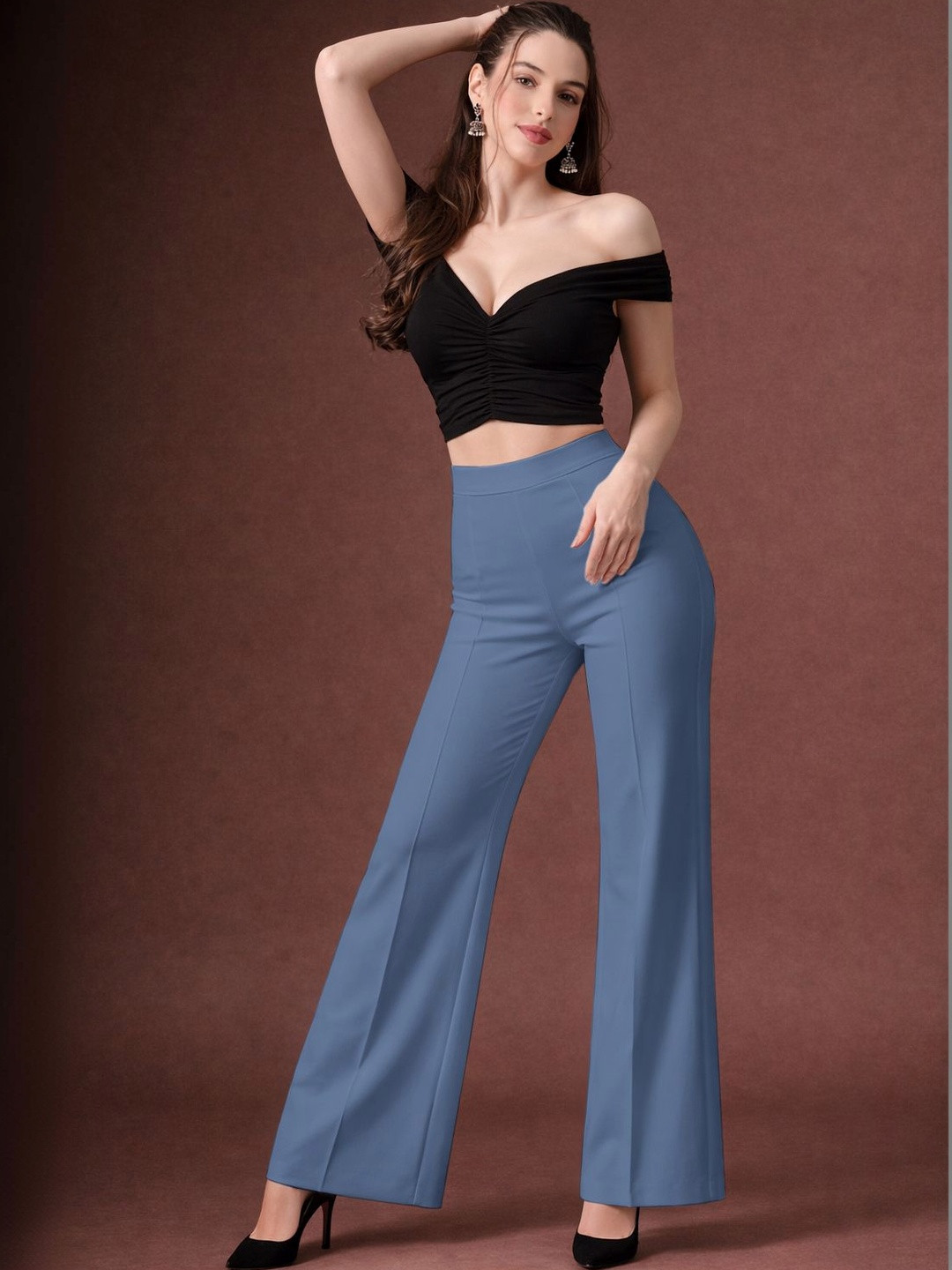R.Code by The Roadster Life Co. Women Relaxed Fit Cotton Easy Wash Trousers