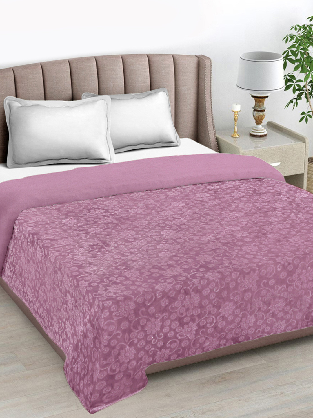 FABINALIV Onion Floral Mild Winter 500 GSM Embossed Woollen Double Bed Comforter