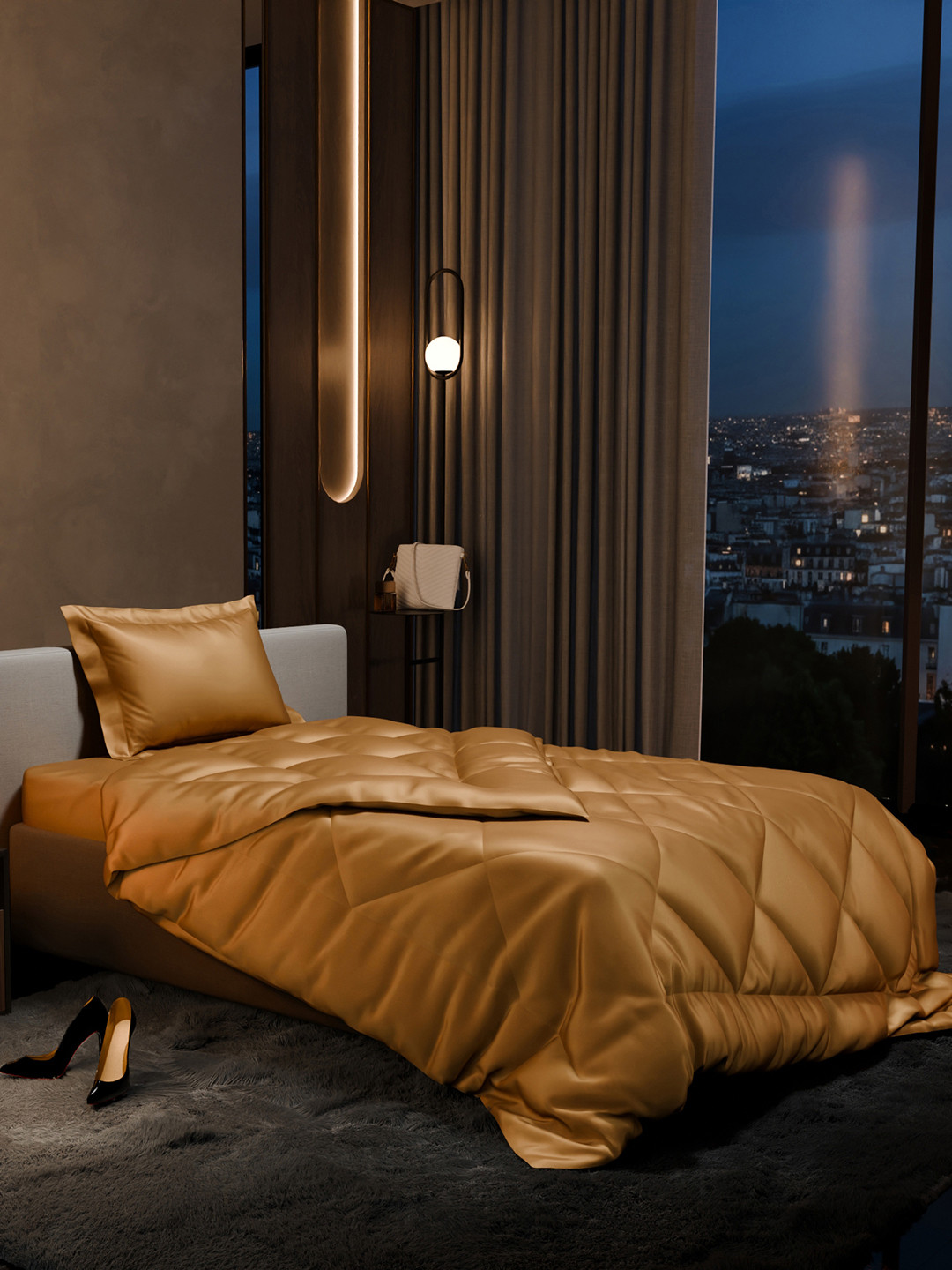 Stoa Paris Date Night Eternal Glow AC Room 150 GSM Single Bed Satin Comforter