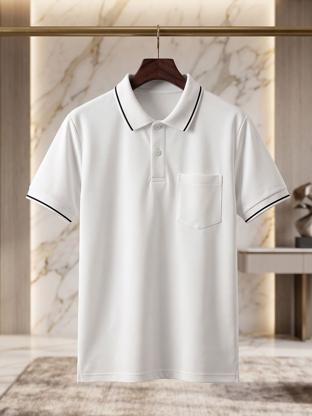 Mast & Harbour Polo Collar Pockets Cotton T-shirt