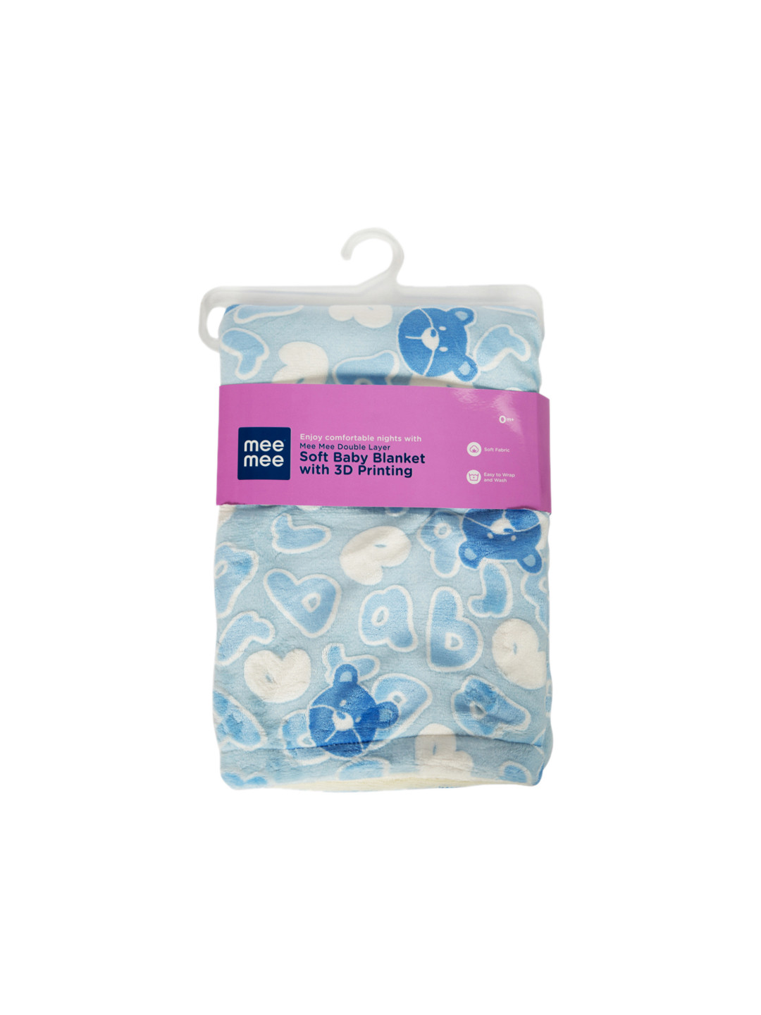 MeeMee Kids Blue & Off-White Abstract Mild Winter 300 GSM Double Bed Blanket