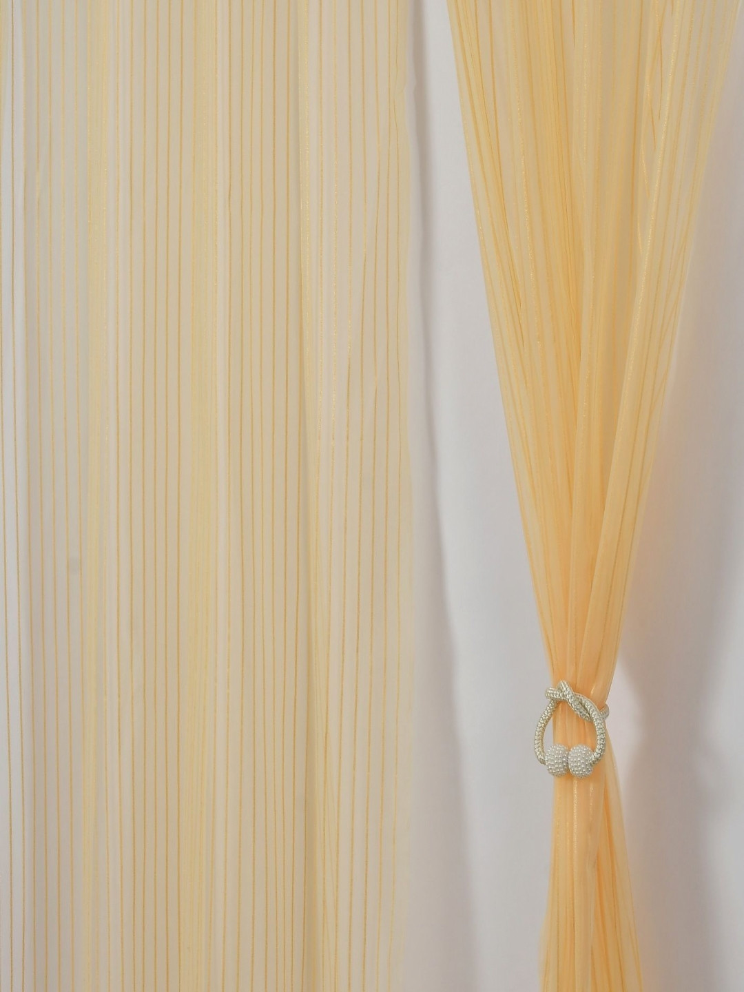 Aura Gold-Toned Set of 2 Striped Sheer Long Door Curtain