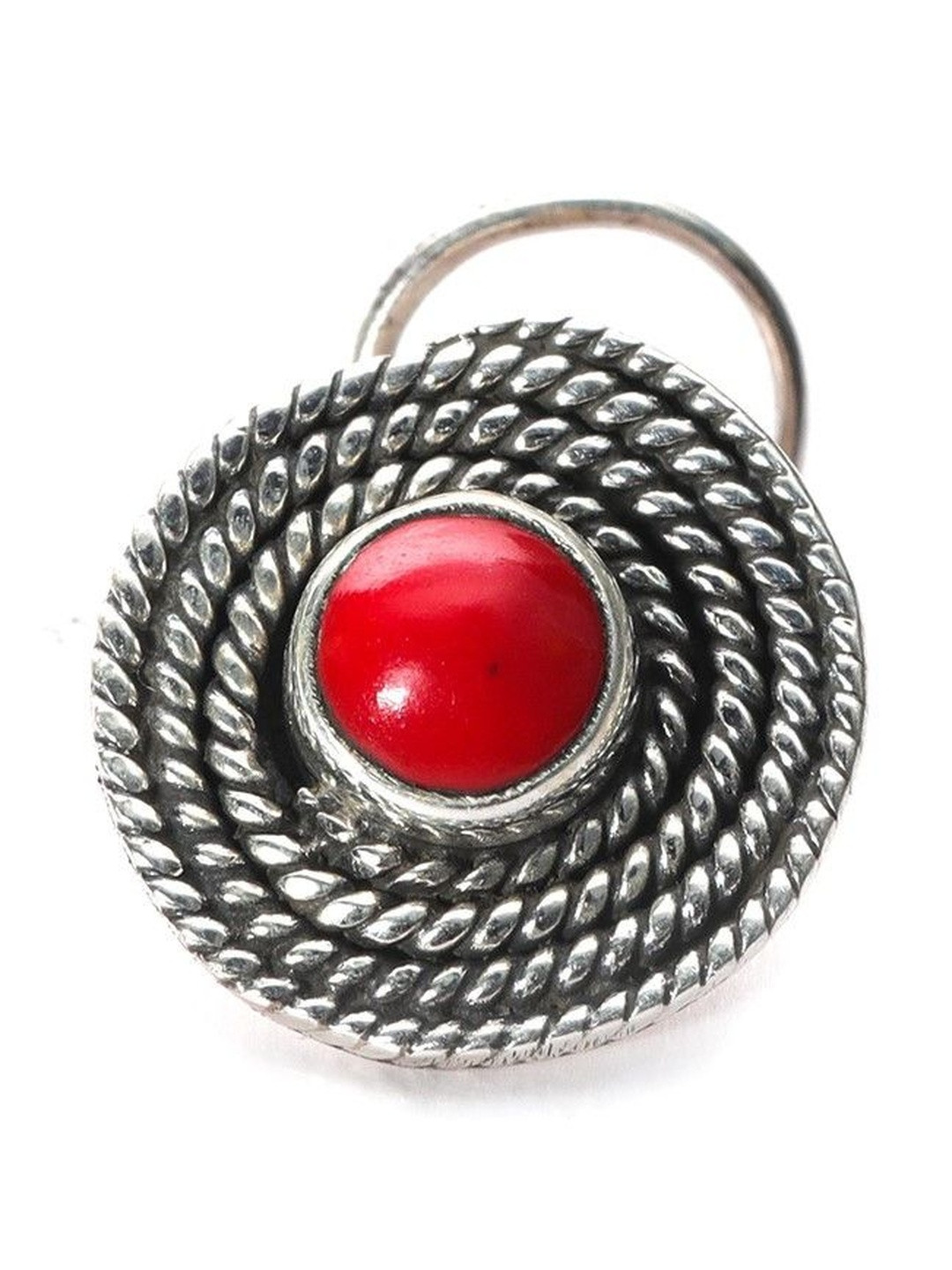 JSAJ Silver-Plated Onyx Ring Nosepin