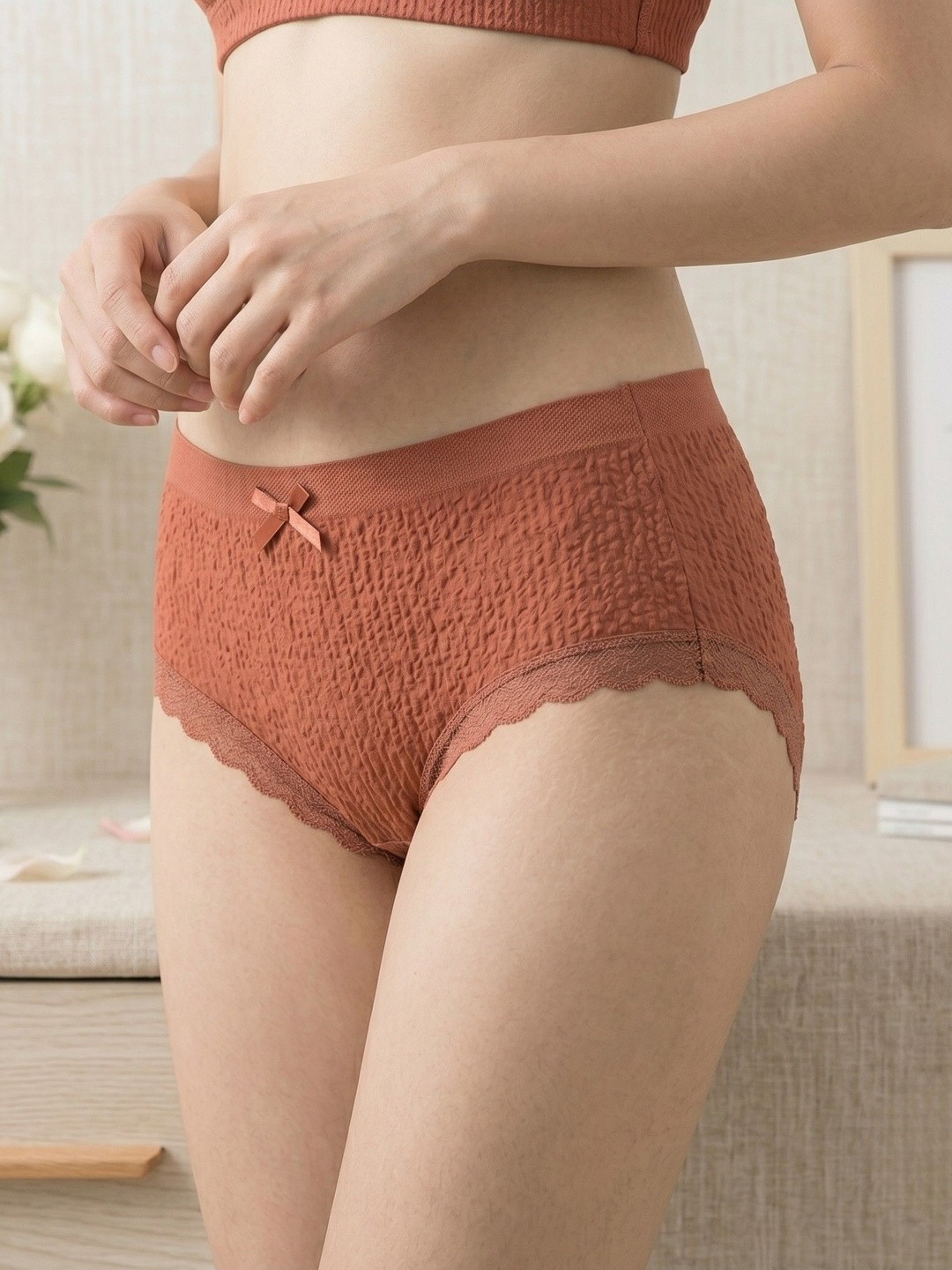 SBJ COLLECTIONS Women Pack of 2 Self Design Anti Bacterial Lace Bikini
