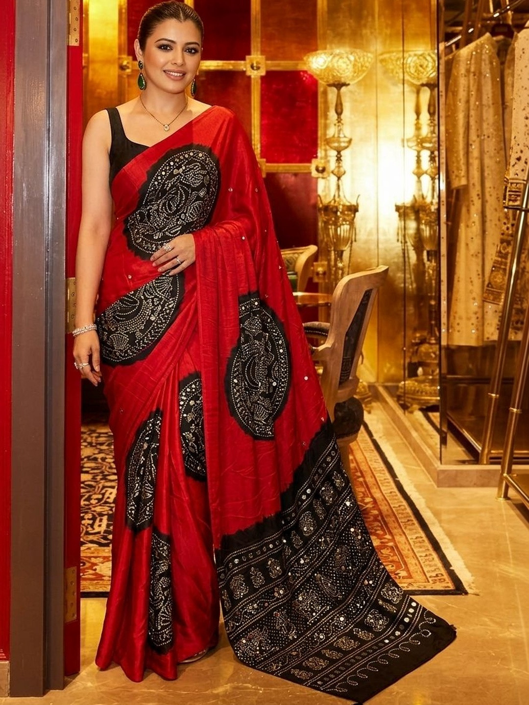 Kalista Ajrak Block Print Saree