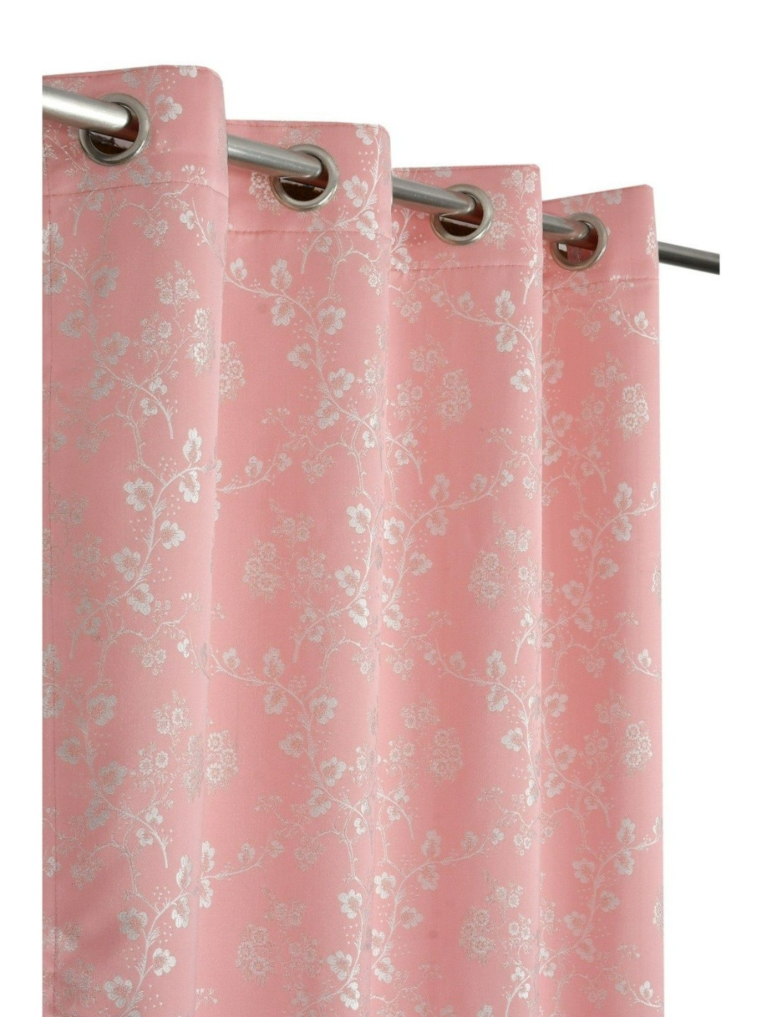 UrbanArts Pink & White Floral Black Out Door Curtain