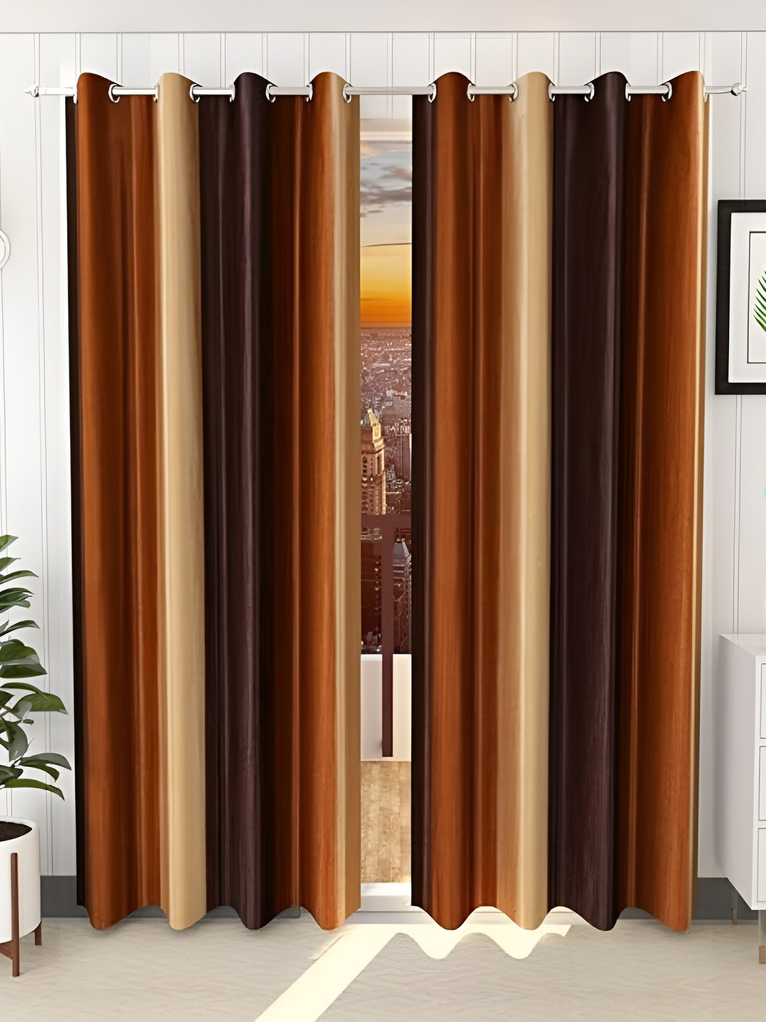 Shopgallery Brown 2 Pieces Room Darkening Door Curtain