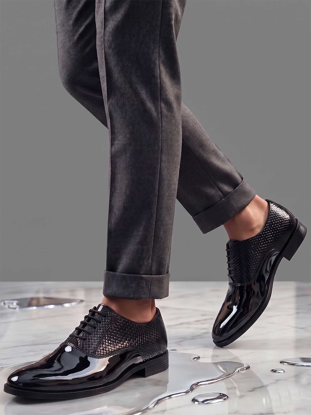 HERE&NOW Men Textured Formal Oxford Shoes