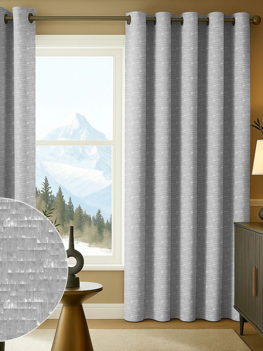 Myntra Elegant Homes Grey Set of 2 Black Out Door Curtain