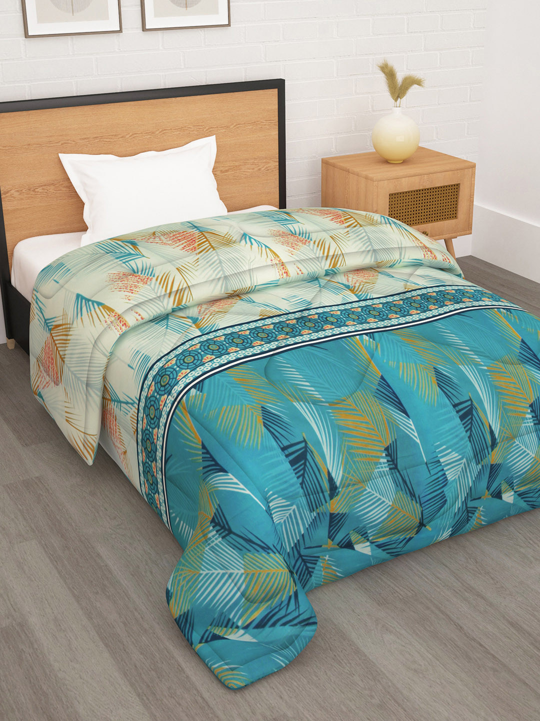 Story@home Blue Floral 180 GSM Reversible Ac Room Single Bed Comforter