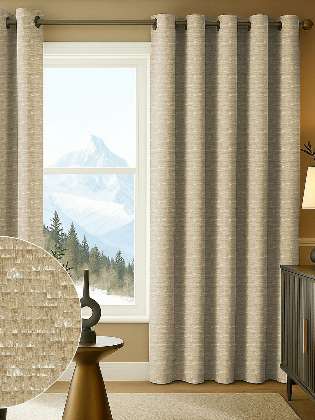Myntra Elegant Homes Mustard Set of 2 Black Out Door Curtain