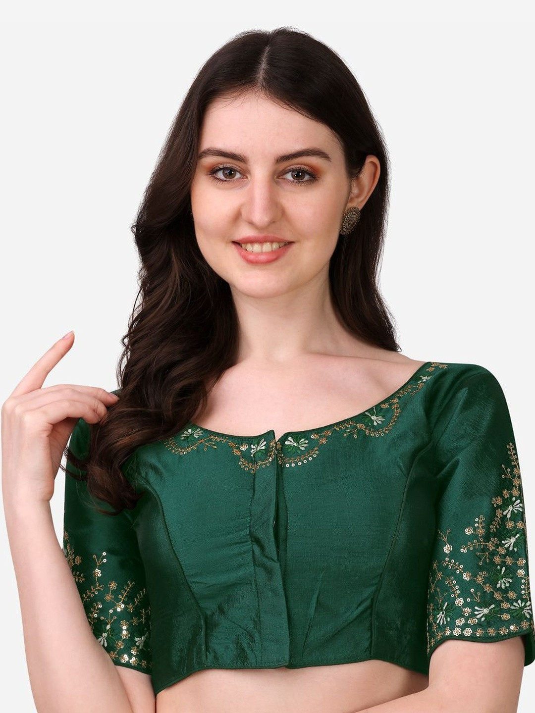 Moda Rapido Silk Embroidered Thread Work Saree Blouse