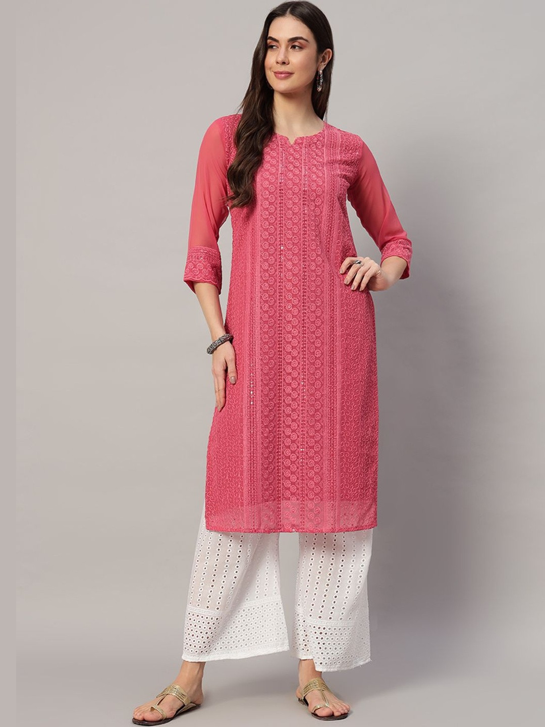 HERE&NOW Women Embellished Sequinned Georgette Kurta