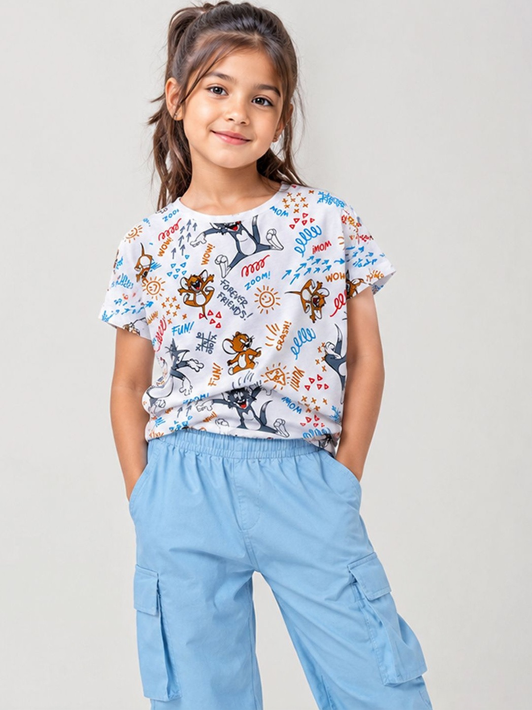 YK X Minute Mirth Girls Tom & Jerry Printed T-shirt