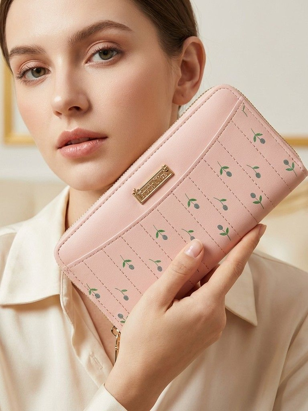 HotGown Women Abstract Printed PU Zip Around Wallet with Passport Holder
