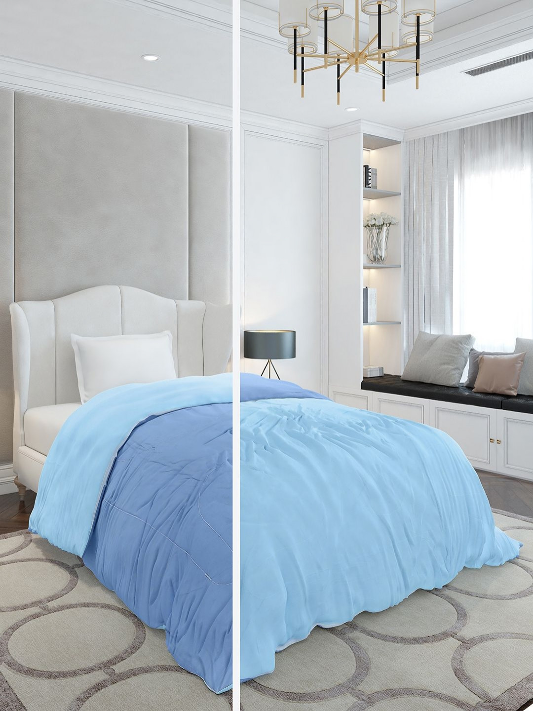 Monte Carlo Blue & Turquoise Blue AC Room 100 GSM Single Bed Comforter