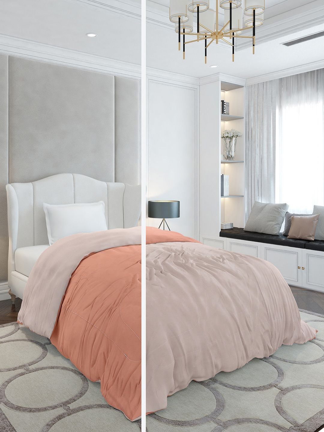 Monte Carlo Orange & Beige AC Room 110 GSM Single Bed Comforter